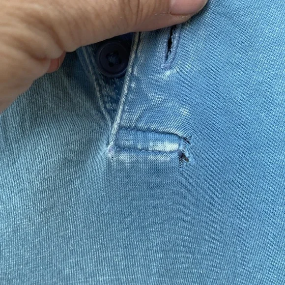 John Varvatos blue Leroy Johnny collar style 100% cotton men’s stretchy shirt - Picture 5 of 11